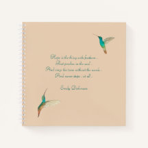 Hummingbird Journal con Emily Dickinson citando