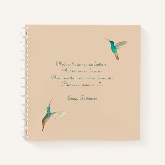 Cuaderno Hummingbird Journal con Emily Dickinson citando (Anverso)