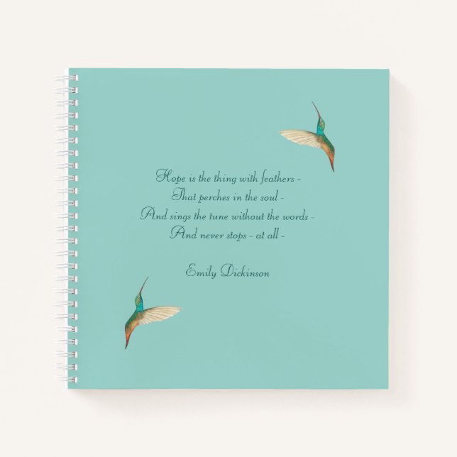 Cuaderno Hummingbird Journal con Emily Dickinson citando (Anverso)
