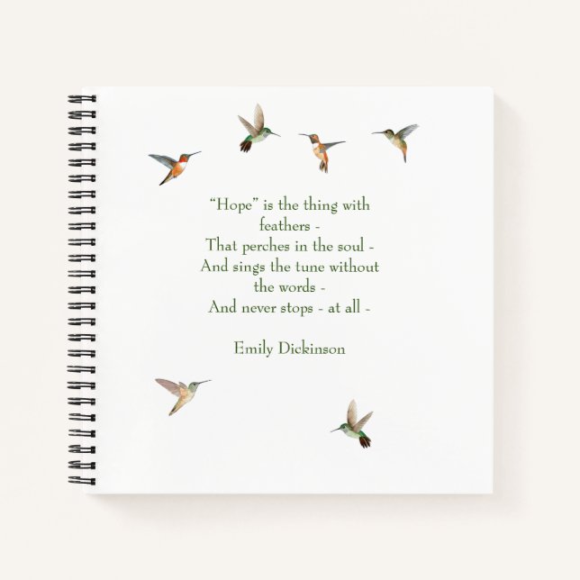 Cuaderno Hummingbird Journal con Emily Dickinson citando (Anverso)