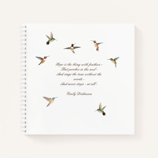 Cuaderno Hummingbird Journal con Emily Dickinson citando (Anverso)