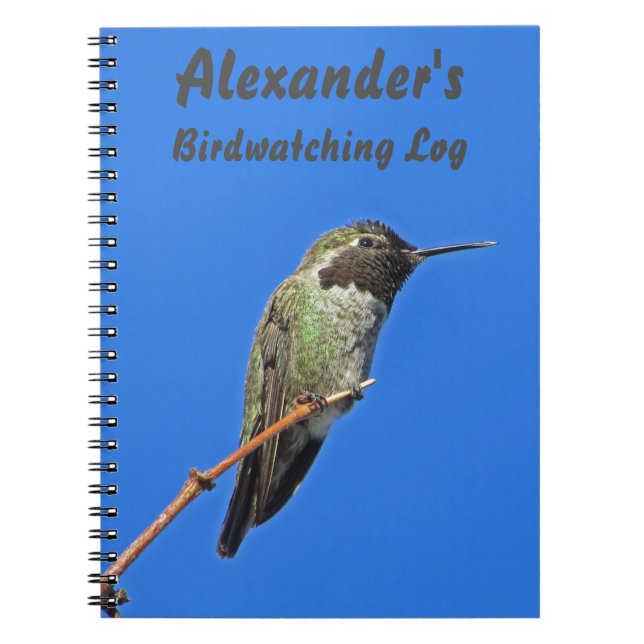Cuaderno Hummingbird Photo Avid Birder Birdwatching Log (Frente)