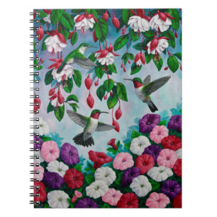 Cuaderno Hummingbirds en el jardín de flores de Fuchsia