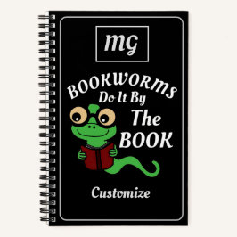 Cuaderno Humor de gusano de biblioteca monogramado Personal