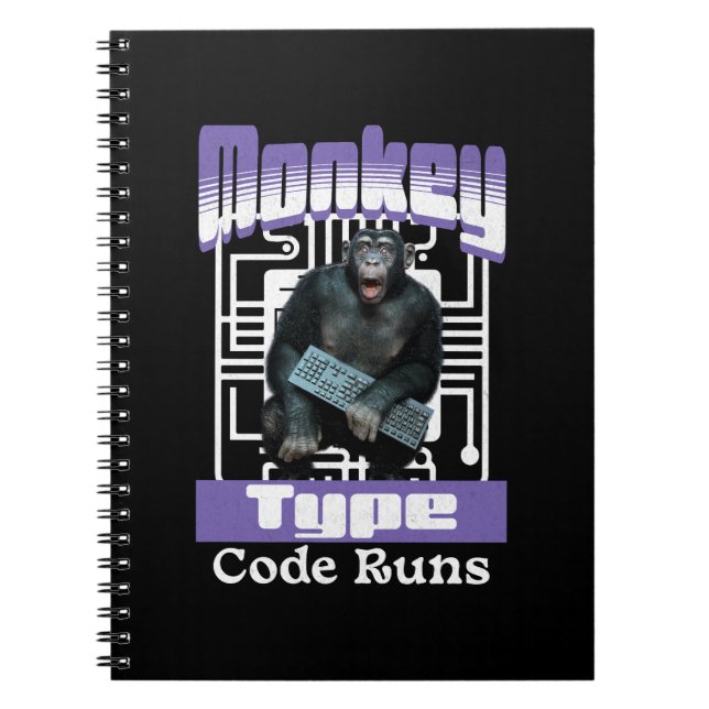 Cuaderno Humor de Programador se Ejecuta con Mono Tecleando (Frente)