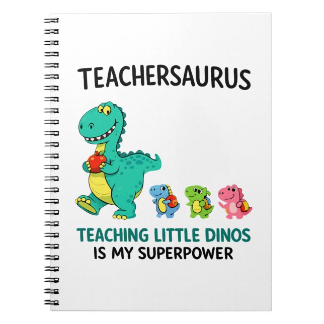 Cuaderno Humor de Teachersaurus con pequeños dinosaurios (Frente)