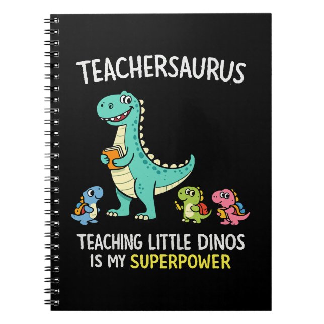 Cuaderno Humor de Teachersaurus con pequeños dinosaurios (Frente)