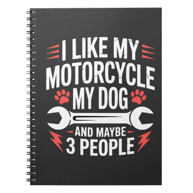 Cuaderno Humor Dueño de Perro en Motocicleta (Frente)