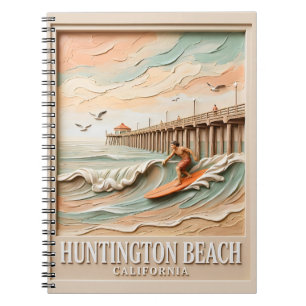 Cuaderno Huntington Beach California Textura Surfista Surfe