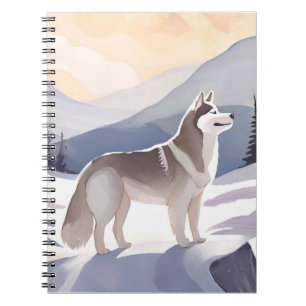 Cuaderno Husky de Alaska   Acuarela de Perro de Montaña