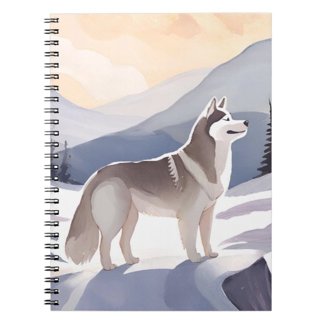 Cuaderno Husky de Alaska | Acuarela de Perro de Montaña (Frente)