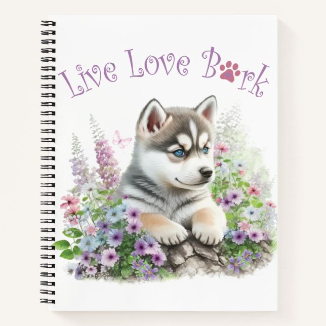 Cuaderno Husky Dog Mom Floral (Anverso)