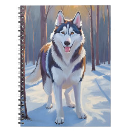 Cuaderno Husky | Pintura de mascota de acuarela de invierno