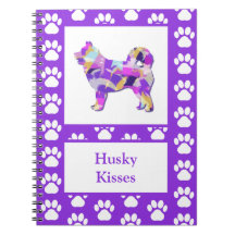 Husky Siberian Dog Silhouette Paw Purple PY&B