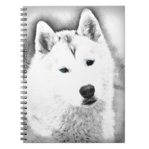 Cuaderno Husky Siberiano Blanco con boceto Bella Artes Ojos