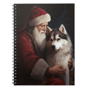 Cuaderno Husky Siberiano Con Navidades festivos de Santa Cl