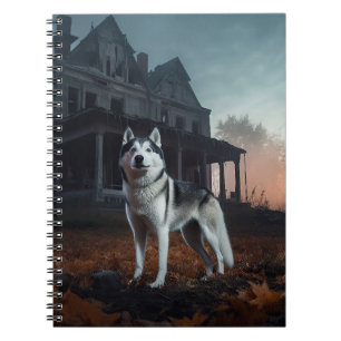 Cuaderno Husky Siberiano de Halloween Espantoso