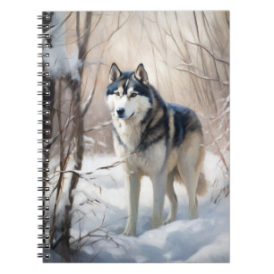 Cuaderno Husky Siberiano Deja que nieve Navidad