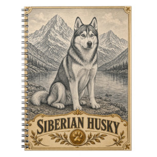 Cuaderno Husky Siberiano, perro vintage heritage