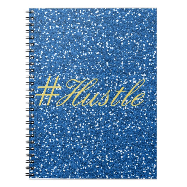 Cuaderno Hustle Faux Blue Purpurina Design (Frente)