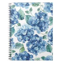 Cuaderno Hydrangea Blues | Patrón de flores de acuarela en 