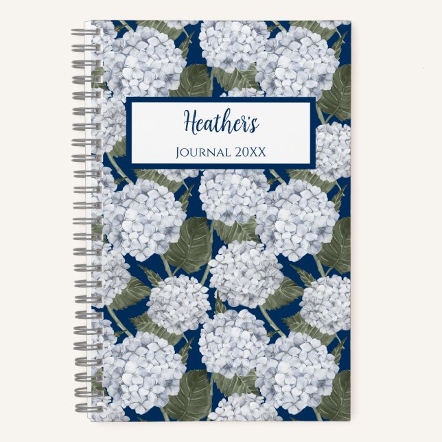 Cuaderno Hydrangea Floral Personalized Journal Notebook (Anverso)