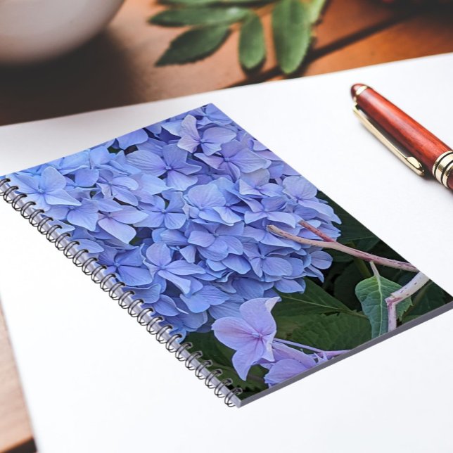 Cuaderno Hydrangea Mophead Azul Floral en Flor (In Situ)
