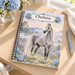 Cuaderno Hydrangea personalizada gris manchado de American