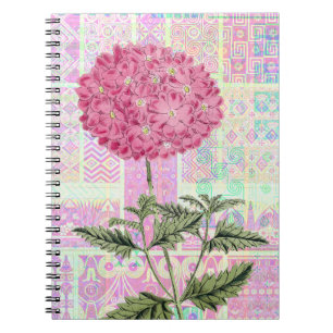 Cuaderno Hydrangea Puff Journal de estilo de cosecha rosa
