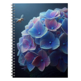 Cuaderno Hydrangeas Floral Púrpura y Azul