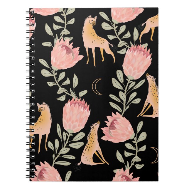 Cuaderno Hyena y Protea: Patrón de cosecha oscura (Frente)