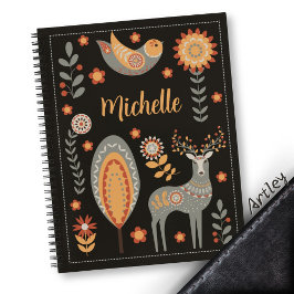 Cuaderno Hygge Scandinavian Folk Art Custom Nombre personal