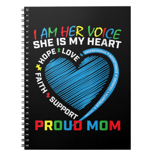 Cuaderno I am her voice she is my heart Autism awareness cl (Frente)