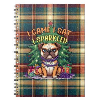 Cuaderno I Came I Sat I Sparkled Funny Christmas Bulldog
