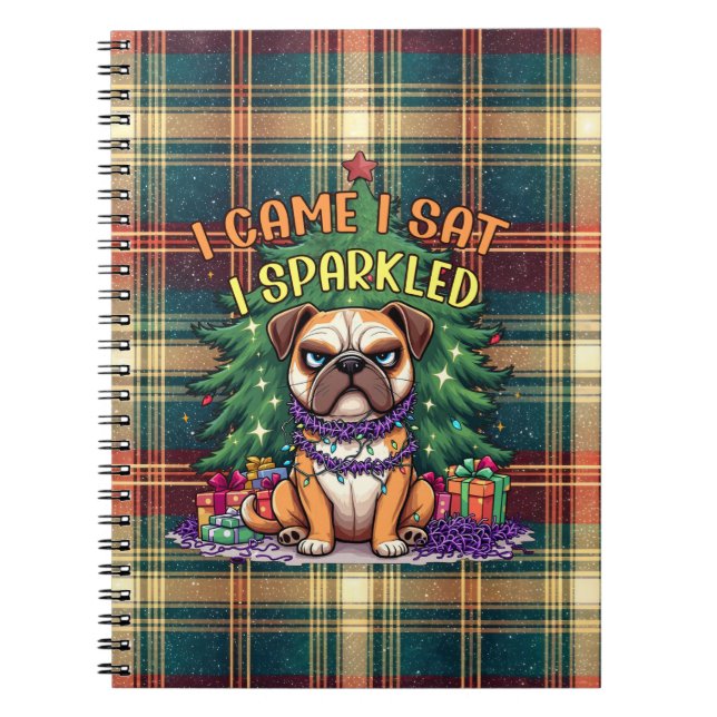 Cuaderno I Came I Sat I Sparkled Funny Christmas Bulldog (Frente)