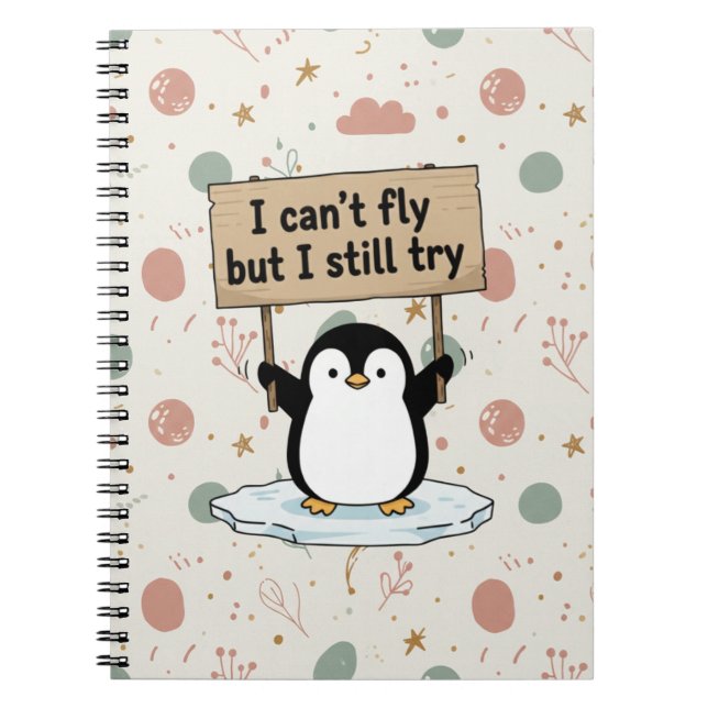 Cuaderno “I can’t fly but I still try” cute penguin (Frente)