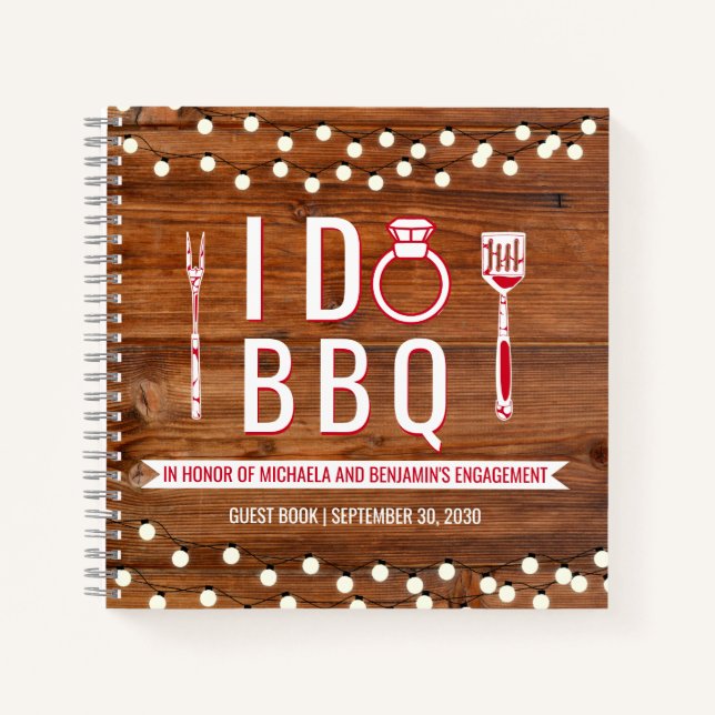 Cuaderno I Do BBQ Rustic Engagement Party Couple Guest Book (Anverso)