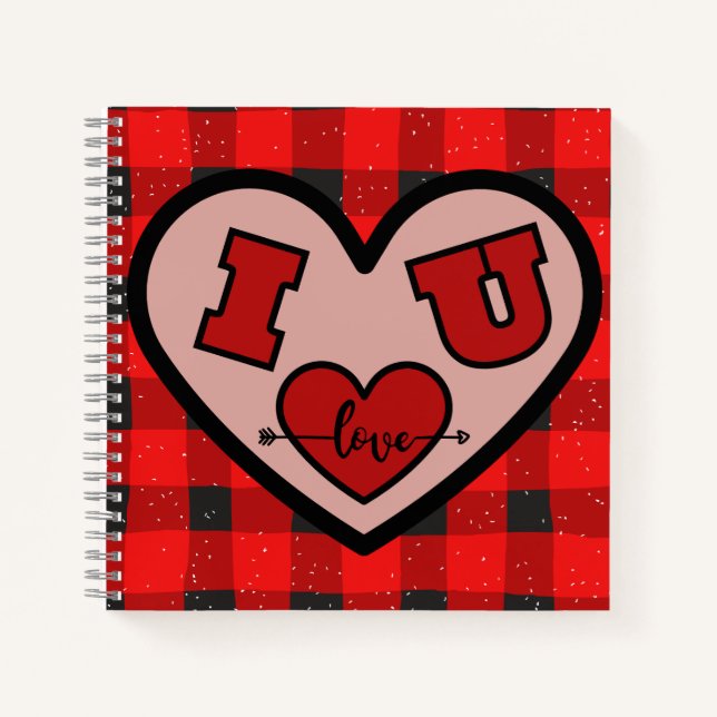 Cuaderno I H U I Love You Buffalo Plaid Spiral Notebook (Anverso)
