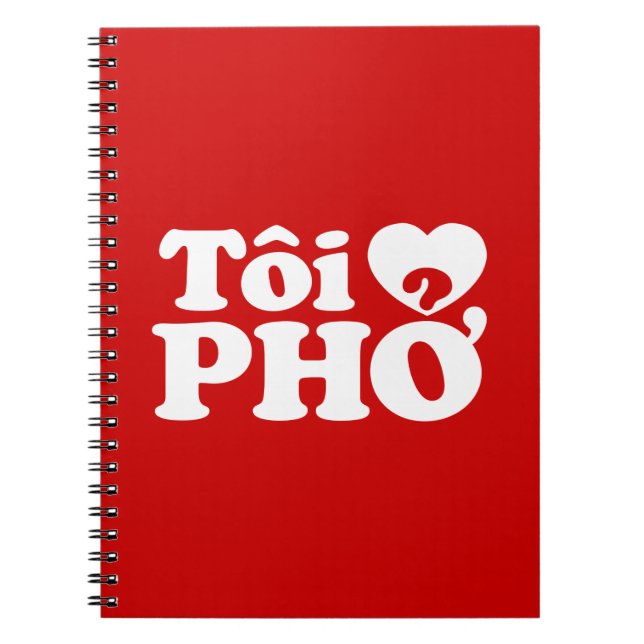 Cuaderno I Heart (Love) Pho (Tôi + PHỞ) Idioma Vietnamita (Frente)