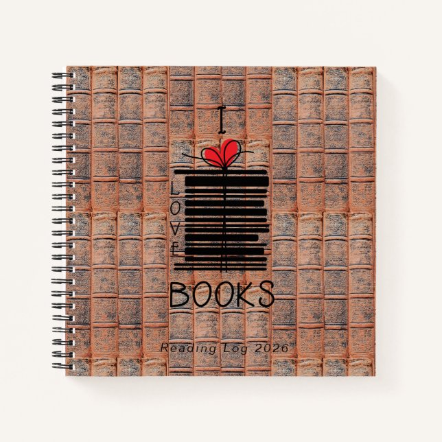 Cuaderno "I Love Books" 2026 Leyendo el bloc de notas (Anverso)