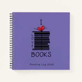 Cuaderno "I love Books" registro de lectura 2026
