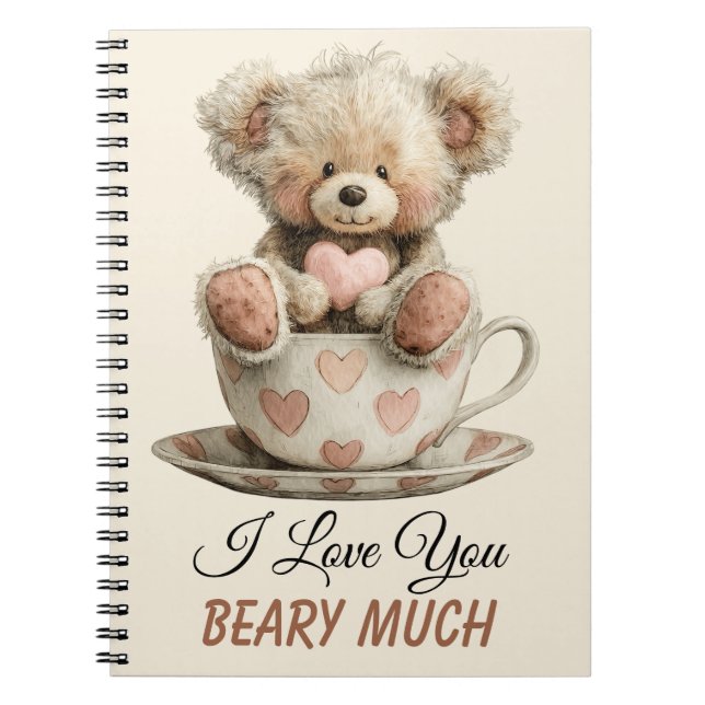 Cuaderno I Love You Beary Much In Cup Postcard (Frente)