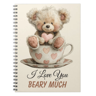 Cuaderno I Love You Beary Much In Cup Postcard