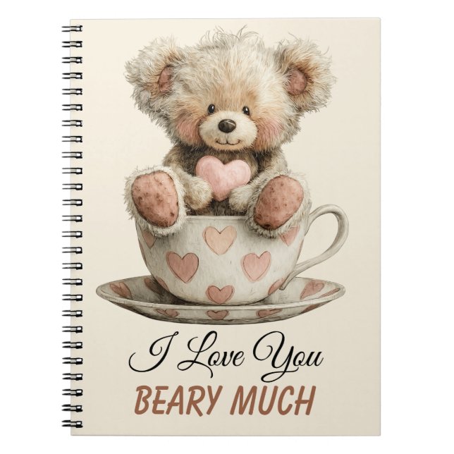Cuaderno I Love You Beary Much In Cup Postcard (Frente)