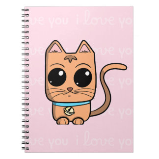 Cuaderno I Love You, Cute Caramel Cat Illustration Art Prin