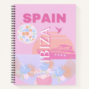 Cuaderno Ibiza, España, Viajes, Arte Preppy, Rosa