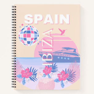 Cuaderno Ibiza, España, Viajes, Arte Preppy, Rosa, Pastel