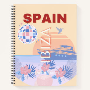 Cuaderno Ibiza, España, Viajes, Arte Retro, Pastel