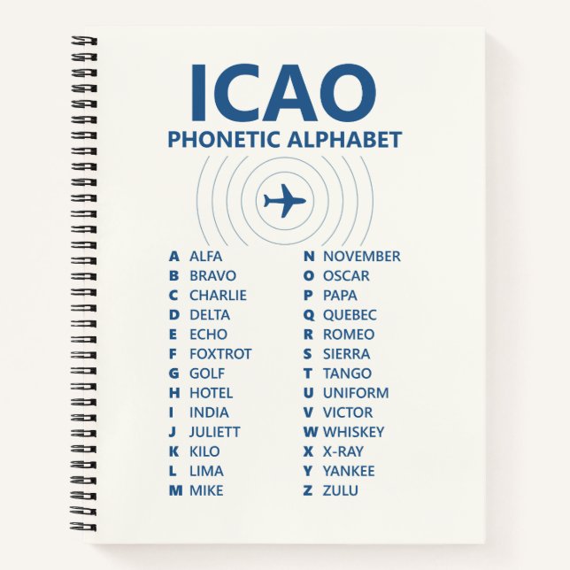 Cuaderno ICAO Spelling Alphabet – Pilot Lined Notebook (Anverso)