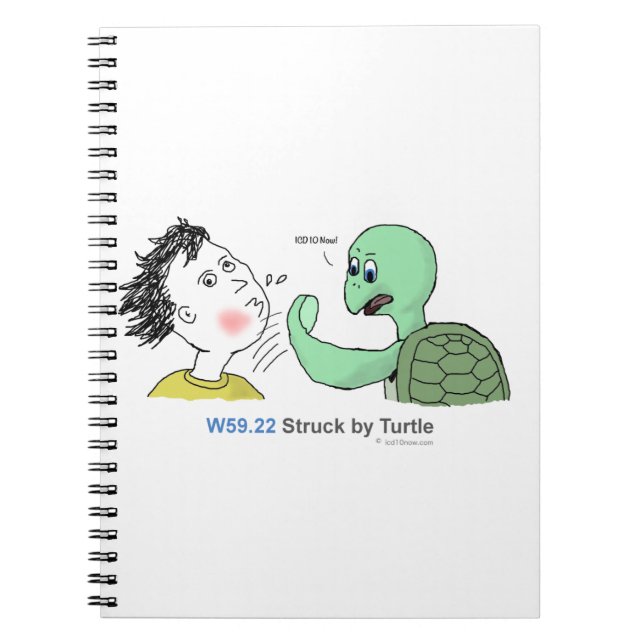 Cuaderno ICD-10: W59.22 pegado por la tortuga (Frente)